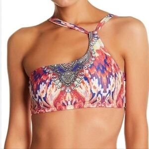 La Moda Multi Color Single Strap Bikini Top, Size XLARGE